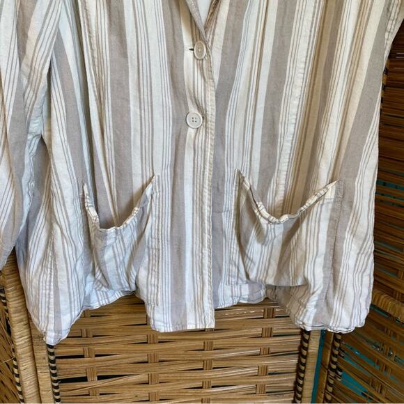 Torrid Beige White Striped Jacket blazer career wear linen blend plus size 4X - Picture 5 of 8